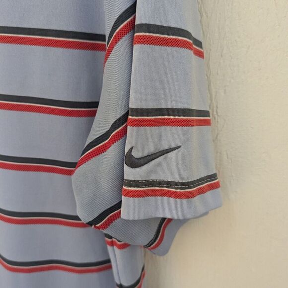 Nike Tour Performance Polo Shirt Mens Large Blue/Red Stripe Dri-Fit Golf - Picture 2 of 5